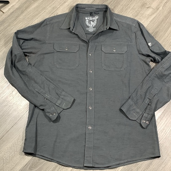 Kuhl Mountain Grown Gray Long Sleeve Gray Button Up Shirt size L - Picture 9 of 13